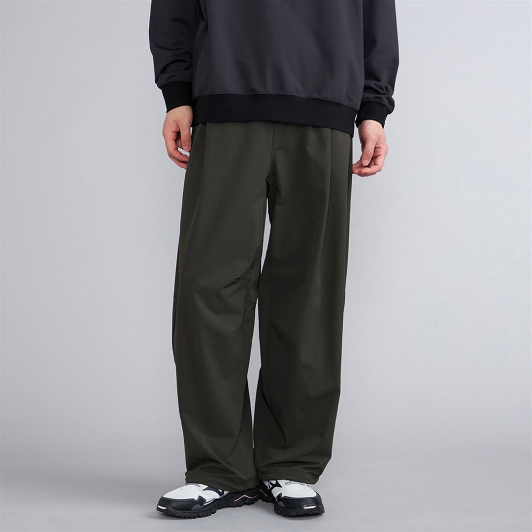 ウォーターリパレントストレッチワイドバギーパンツ アッシュブラック XL