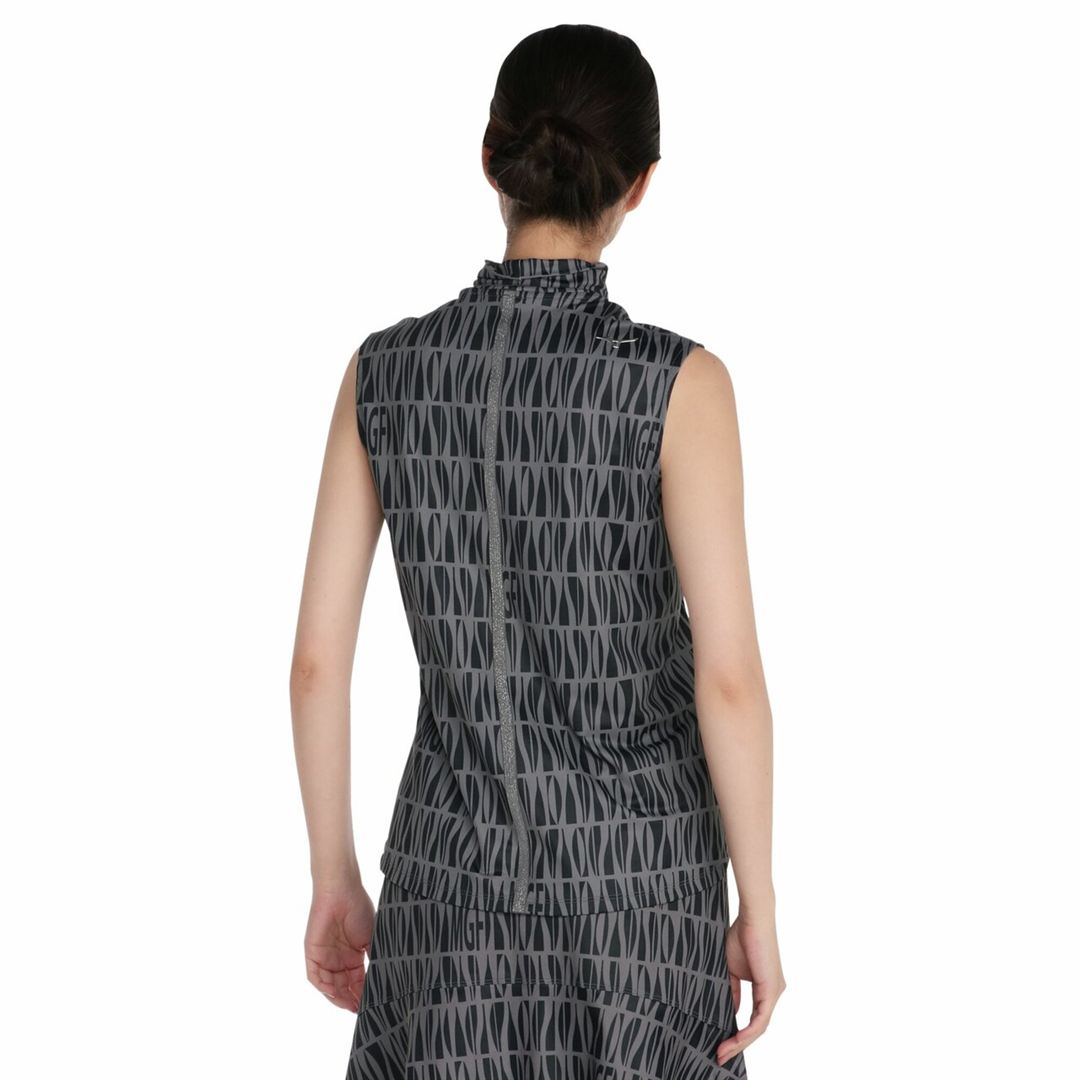 【MGFコレクション】リップルマークノースリーブハイネックシャツ ネイビー S