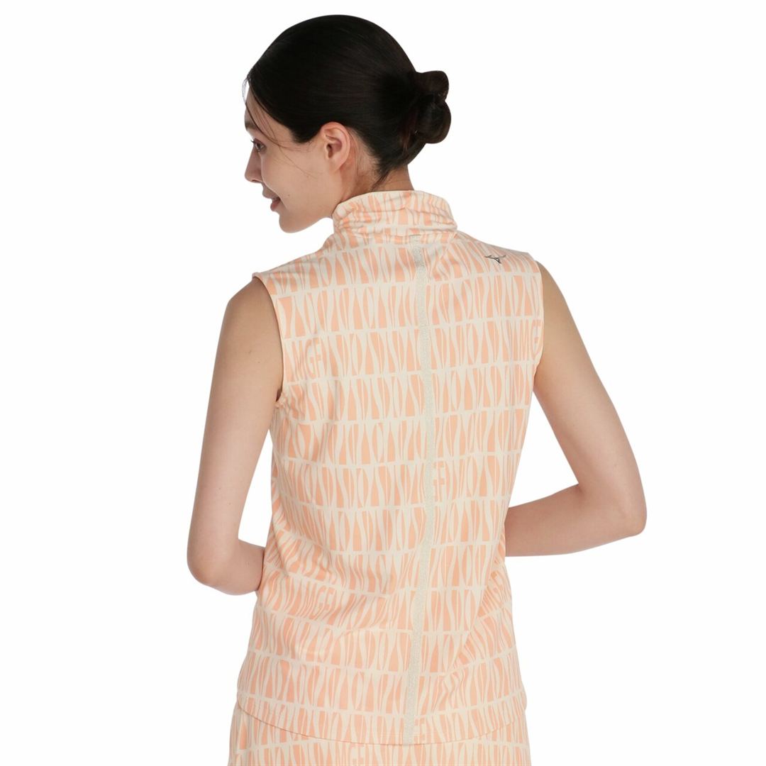 【MGFコレクション】リップルマークノースリーブハイネックシャツ アプリコット S