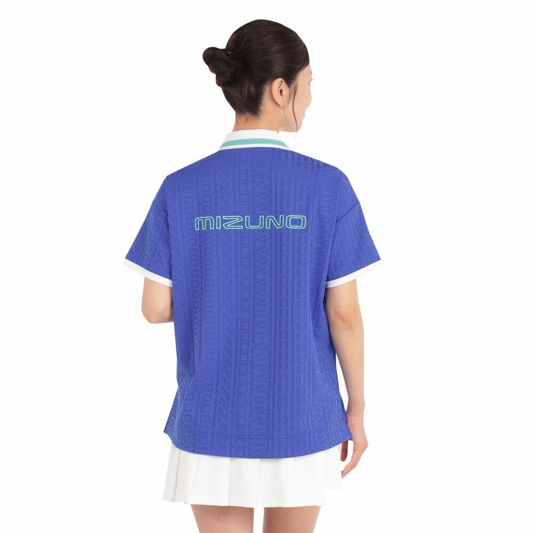 UVミズノロゴジャカード半袖シャツ ロイヤルブルー XL