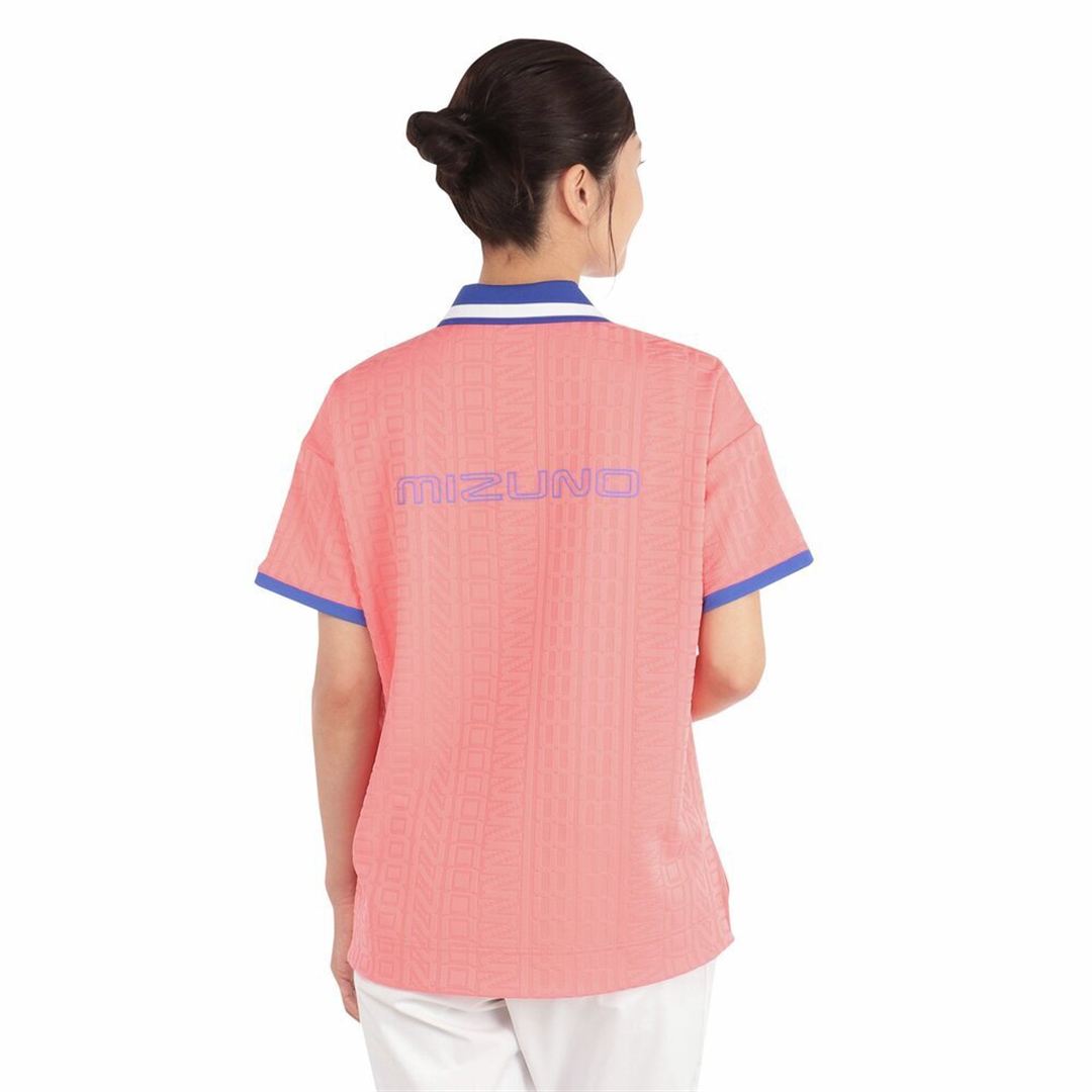 UVミズノロゴジャカード半袖シャツ ピンク XL