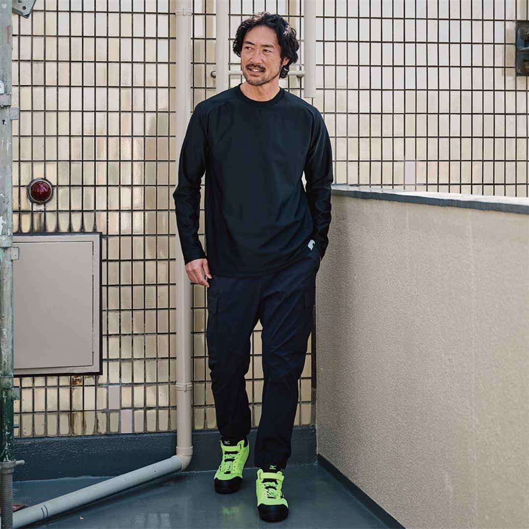 【ミズノ公式オンライン限定】ダブルラッセルジャカードロングスリーブTシャツ ブラック XL