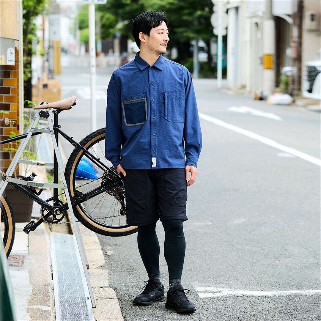 【ミズノ公式オンライン限定】ストレッチ前開き長袖シャツ ブルー M