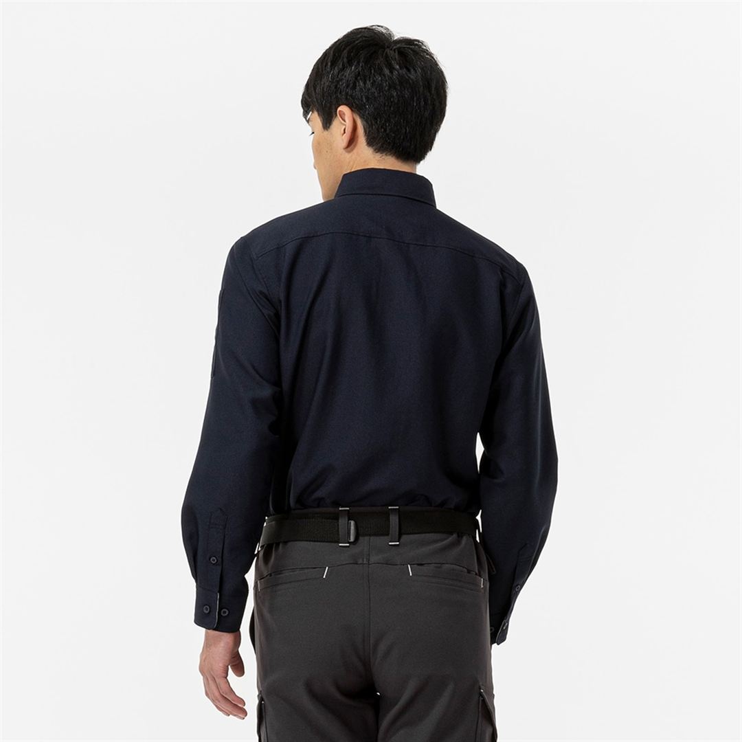 ワークシャツ 両胸フラップポケット付(制電／長袖) ネイビー XS