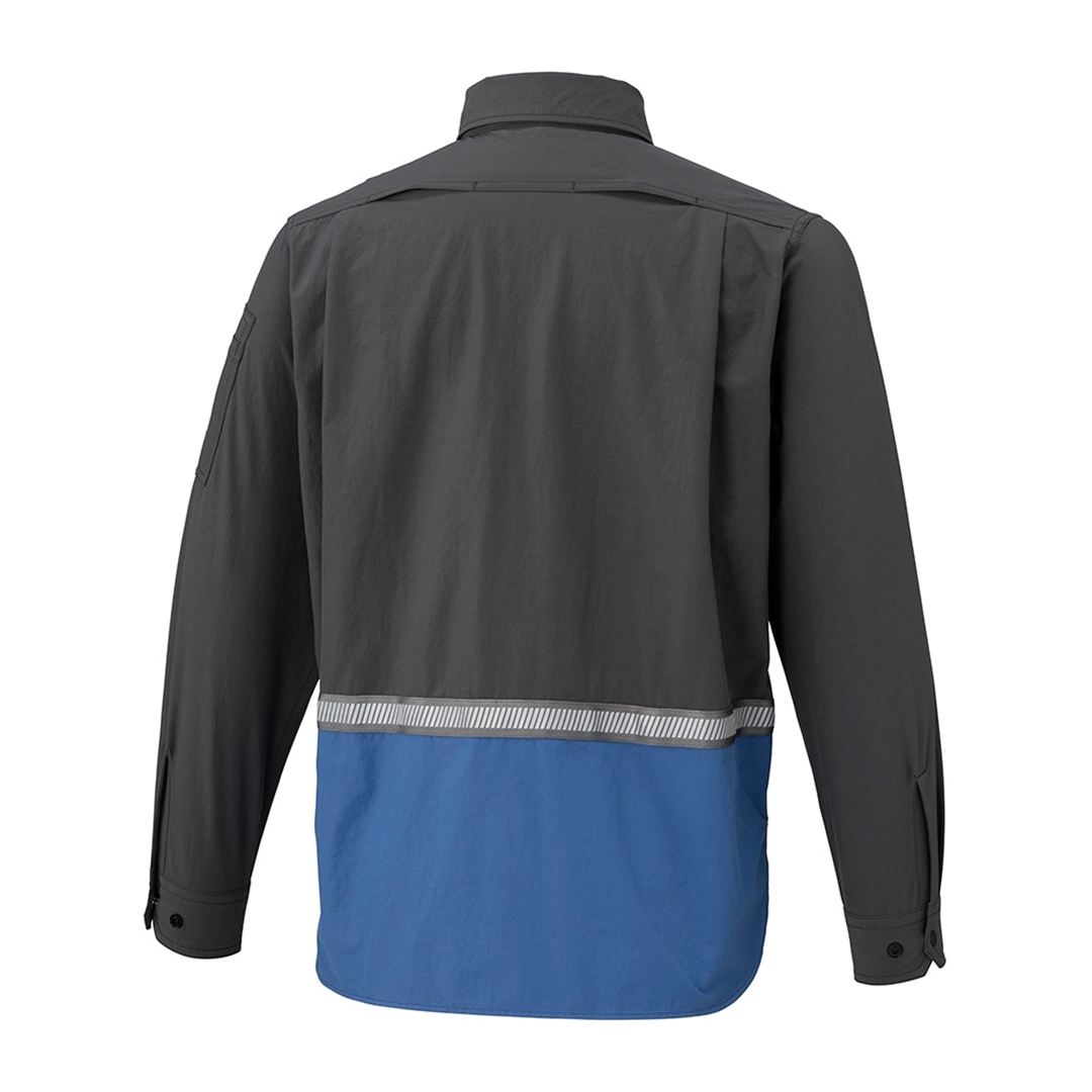【ミズノ公式オンライン限定】ストレッチバイカラーシャツ チャコールグレー×ブルー XL