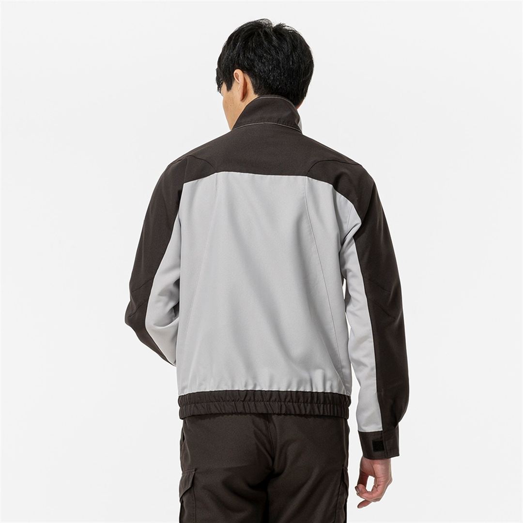 ワークジャケット(大きいサイズ／ネーム刺繍対応／制電／春夏用) チャコールグレー×ベイパーシルバー 8XL-8