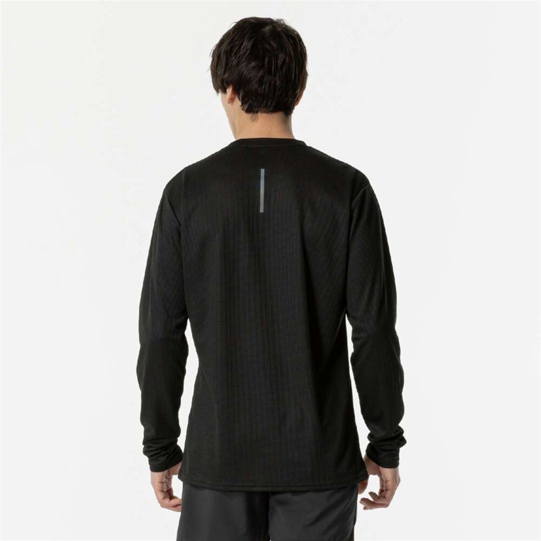 【汗処理／通気】ドライエアロフローハーフジップTシャツ(長袖／オーロラ) ブラック S