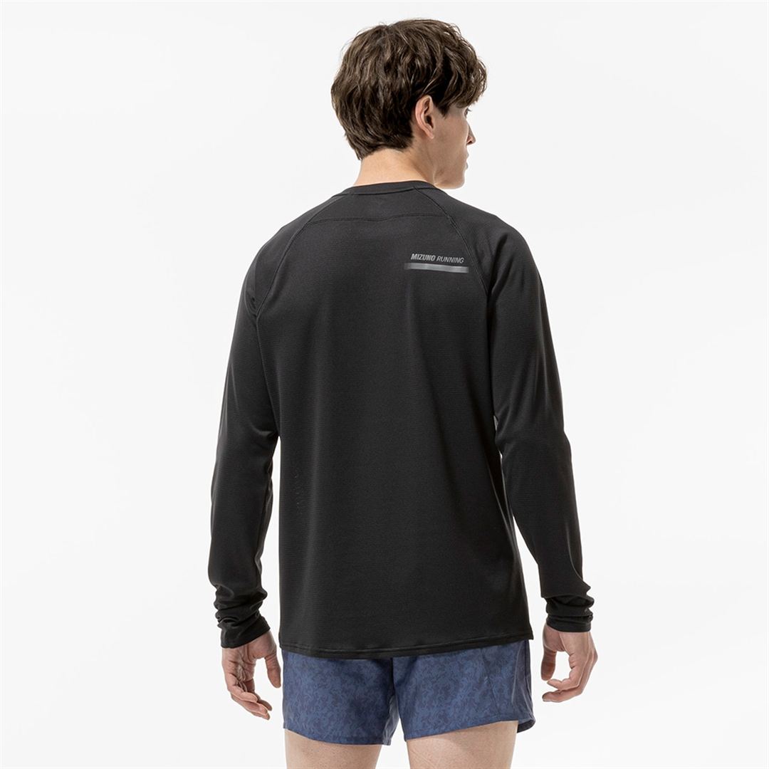 【汗処理／通気】ドライエアロフローTシャツ(長袖) ブラック XL
