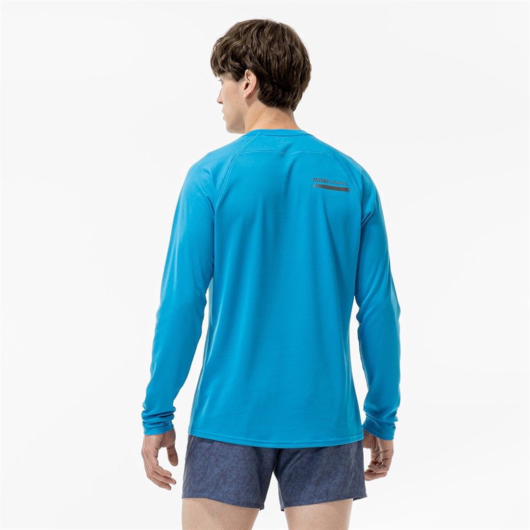 【汗処理／通気】ドライエアロフローTシャツ(長袖) ブルージュエル XL