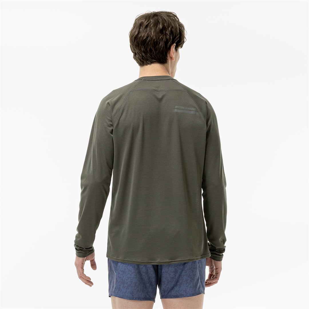 【汗処理／通気】ドライエアロフローTシャツ(長袖) フォレストナイト XL