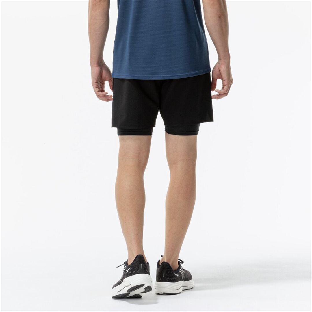 【ミズノ直営限定】ランニング ハーフパンツ インナータイツ付 ブラック XL