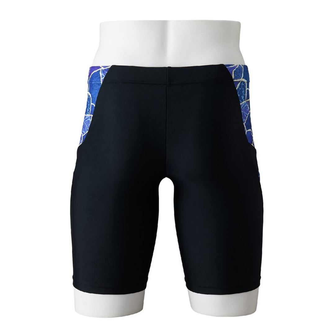 アクアフィットネス用ハーフスパッツ(立体カップ付) ブラック×パープル XL