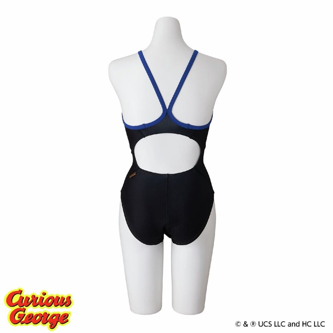 【おさるのジョージ】競泳練習用ミディアムカット ブラック XL