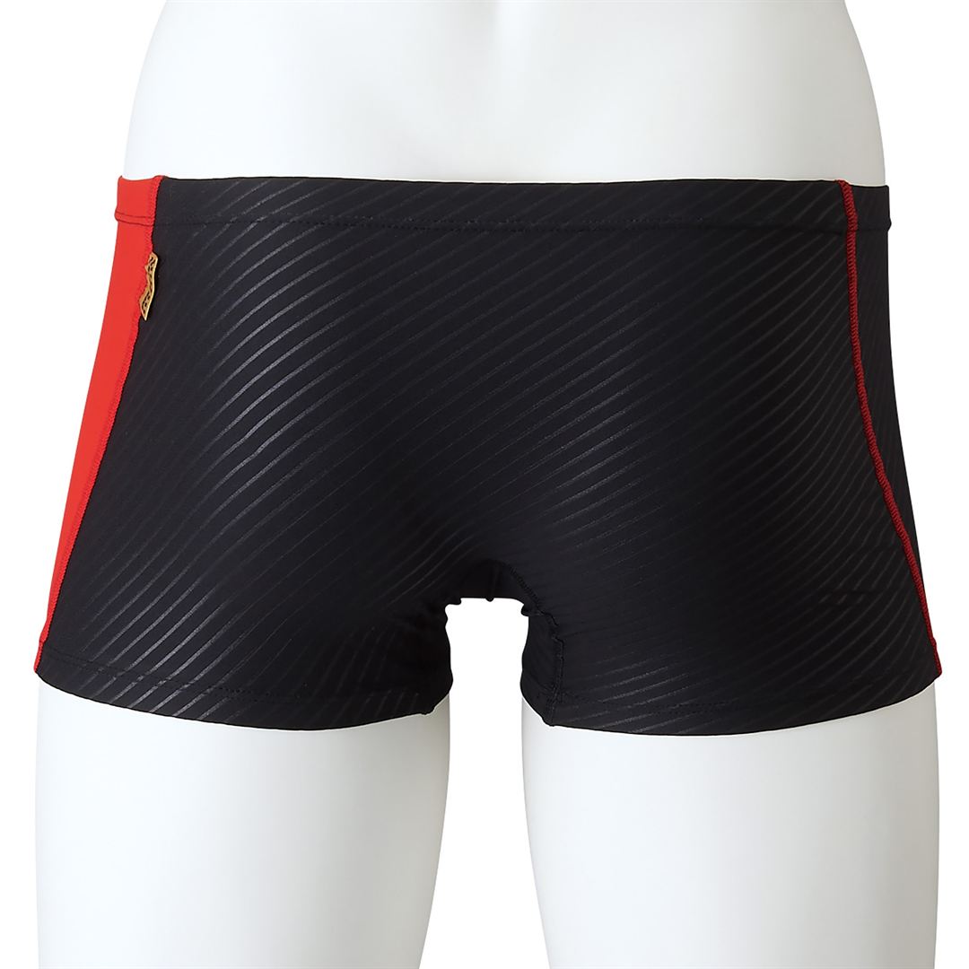 競泳練習用ショートスパッツ ブラック×レッド M