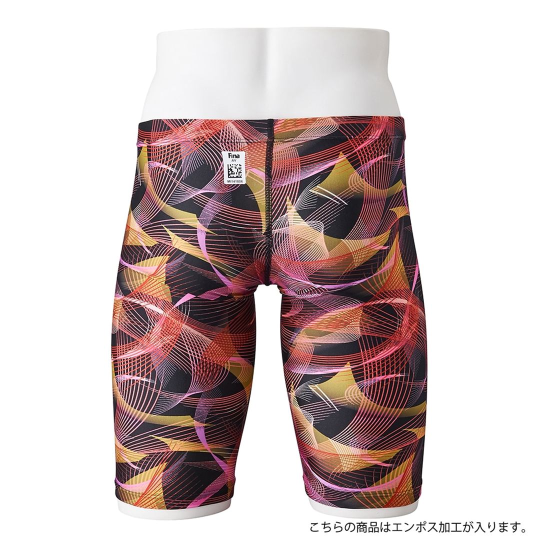 競泳用ハーフスパッツ ブラック×レッド S