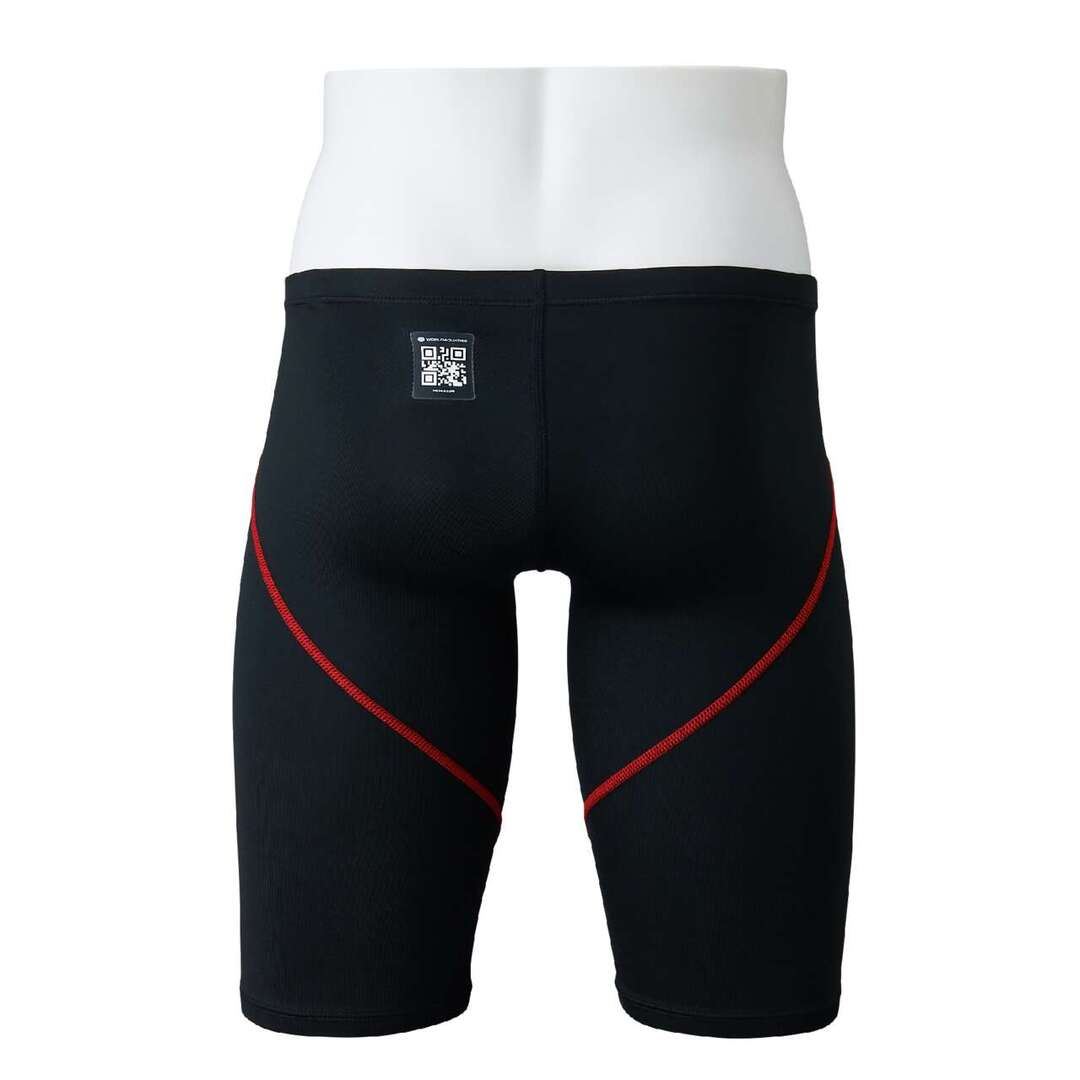 【GX・SONIC STREAM】競泳用ハーフスパッツ ブラック×レッド XL