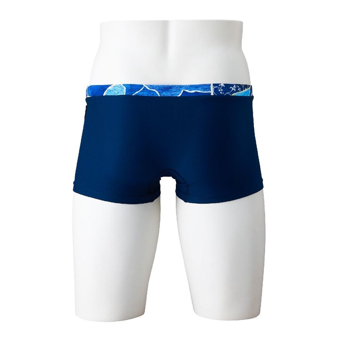 競泳練習用ショートスパッツ ネイビー×ブルー XL