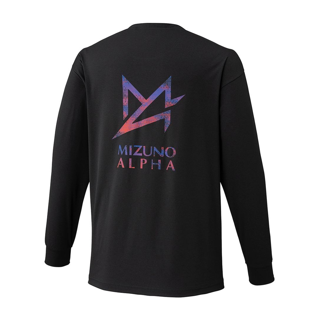 ミズノアルファ プリントTシャツ(長袖) ブラック XL