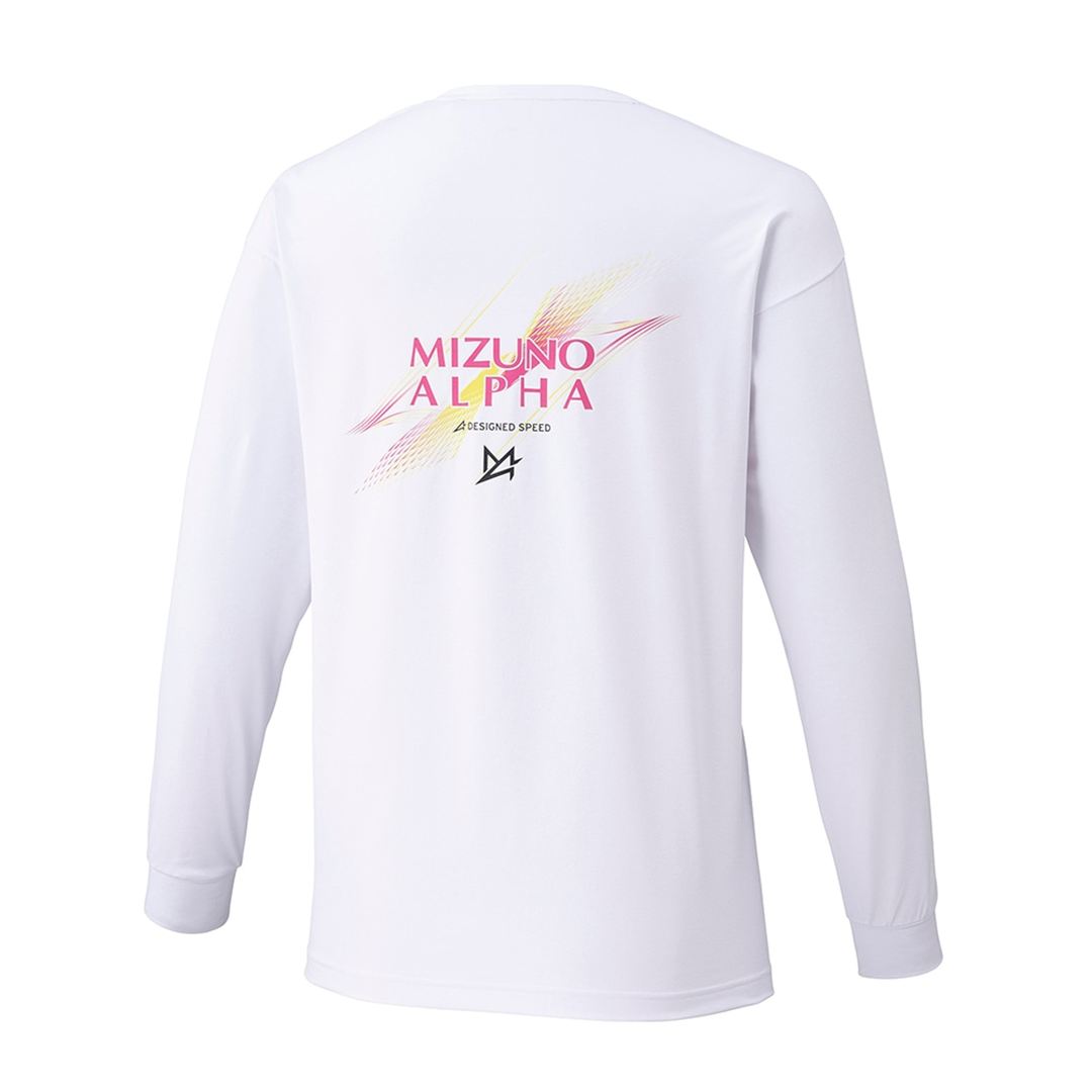 ミズノアルファ プリントTシャツ(長袖) ホワイト XL