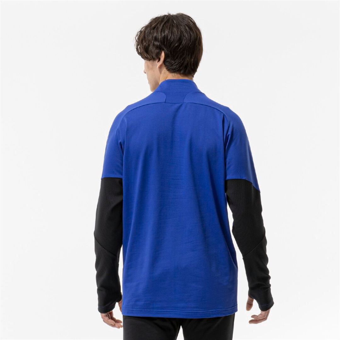 ストレッチフリースシャツ ハーフジップ サーフブルー×ブラック XL