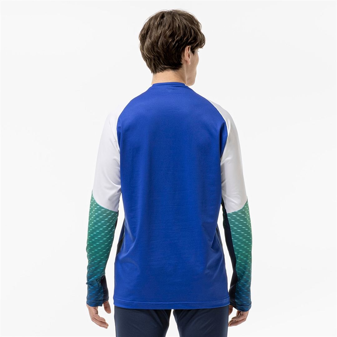 ストレッチフリースシャツ ハーフジップ サーフブルー XL