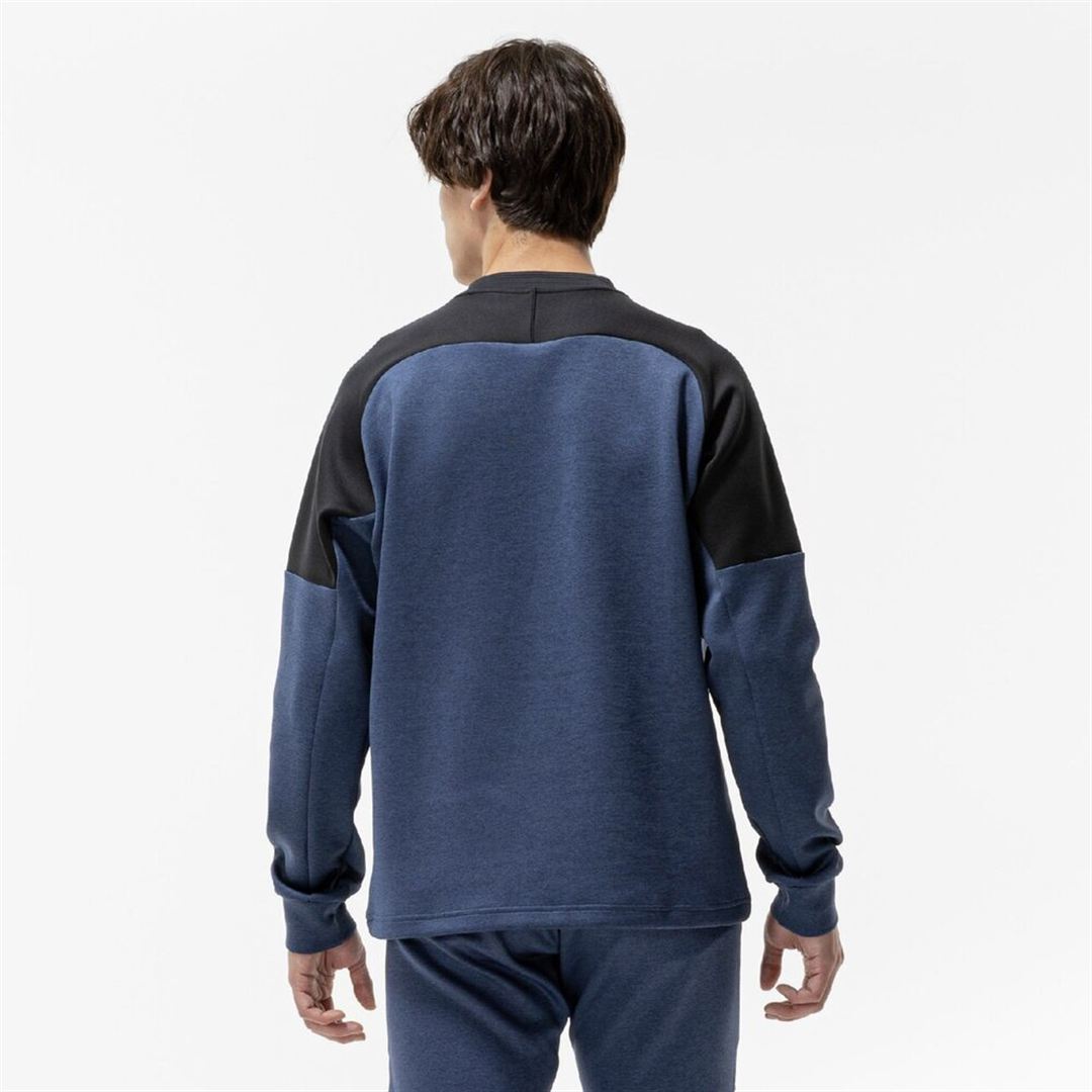 ストレッチクルーネックシャツ ネイビー杢 M
