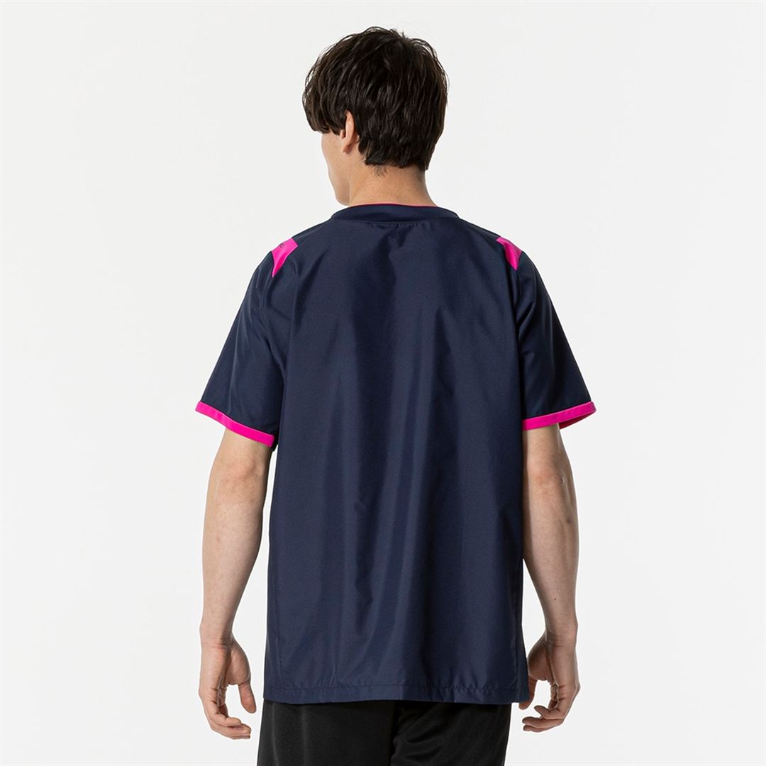 ピステ(半袖／バレーボール) ドレスネイビー×マゼンタ XL