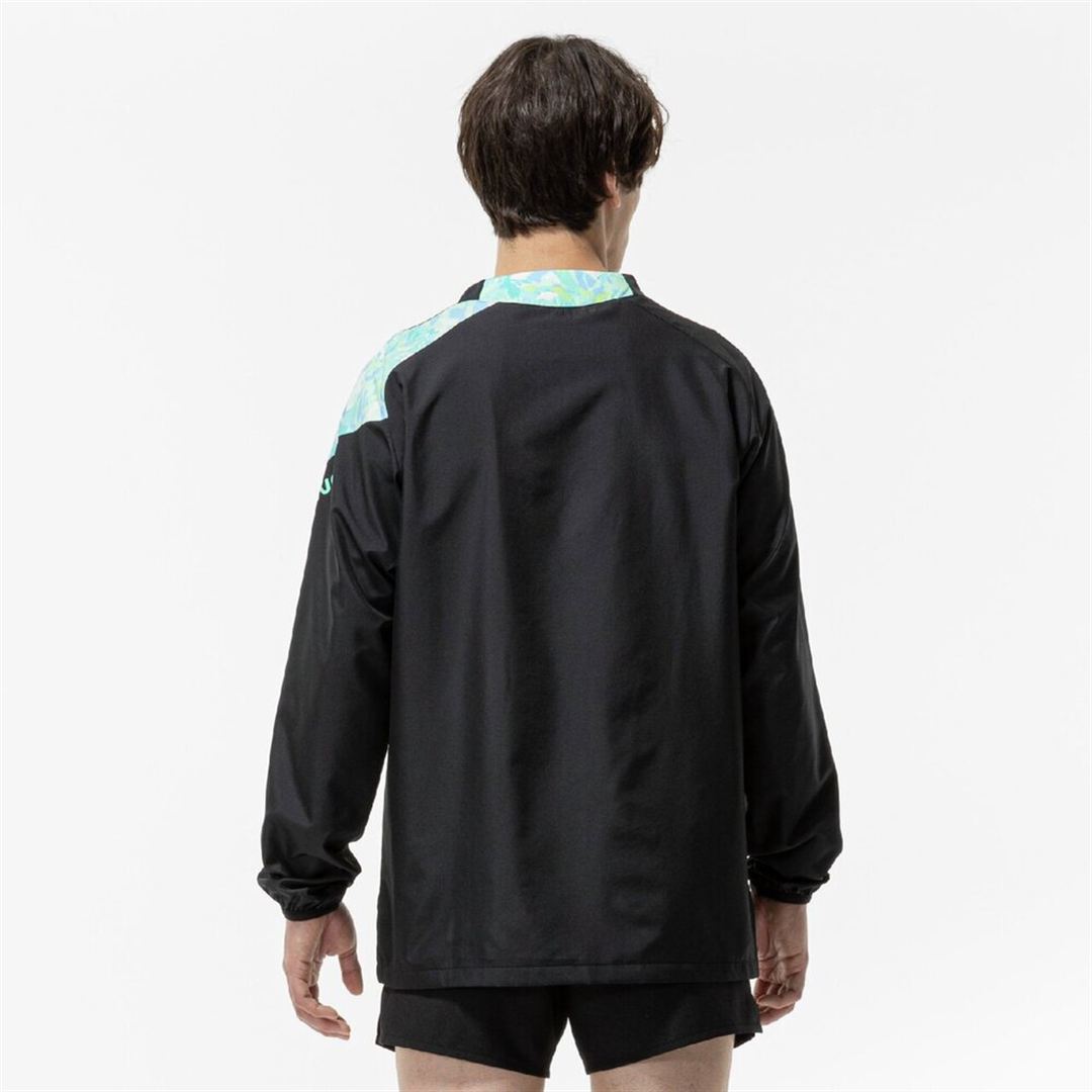 ウォーマーシャツ(長袖／バレーボール) ブラック×ミント 2XL