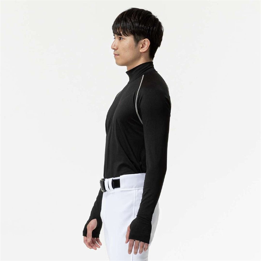 【ミズノ直営限定】裏起毛アンダーシャツ(ハイネック／長袖) ブラック L