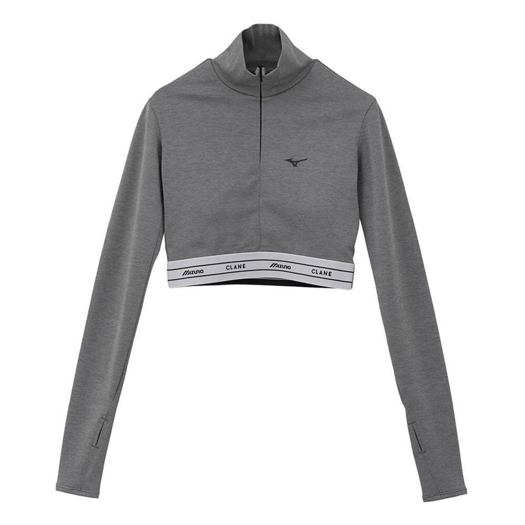 【CLANE】HALF ZIP LONG SLEEVE TOPS グレー杢 1