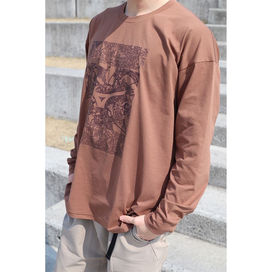 ルーズフィットTシャツ(長袖) ブラウン XL