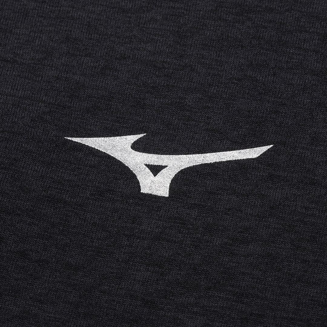 ストレッチフリースハイネックTシャツ(長袖) ブラック杢 XL