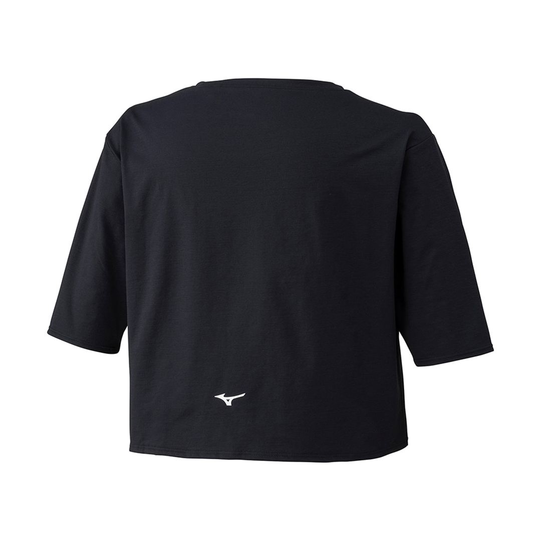 ストレッチソフトドライクロップドTシャツ(ワイドシルエット) ブラック XL