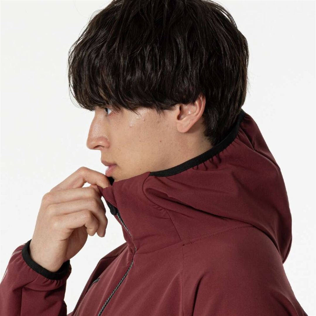 【ストレッチ／防風】テックシールドボアフーディ ワインレッド S