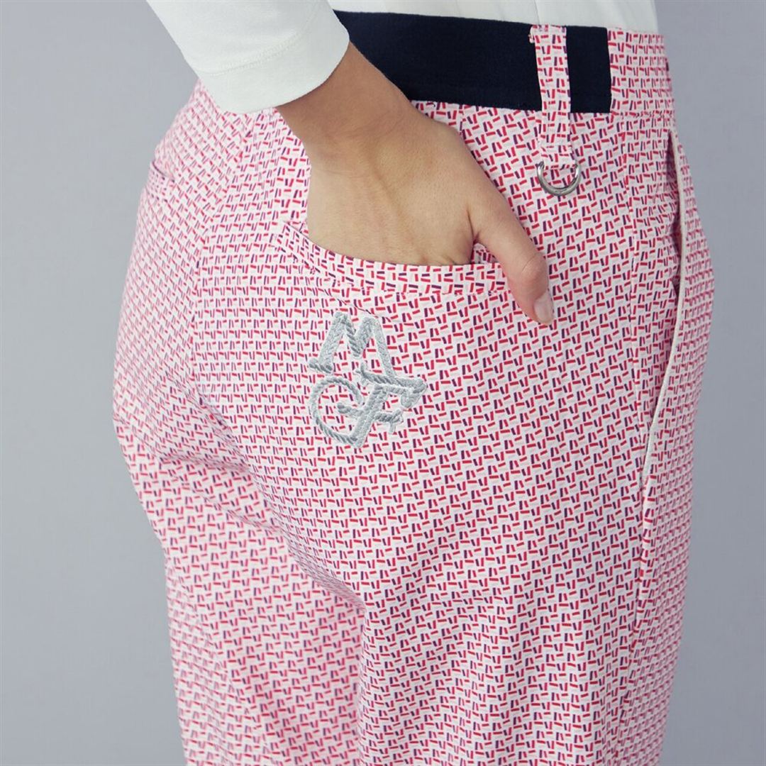 【MGFコレクション】コンフェッティ柄ロングパンツ レッド S