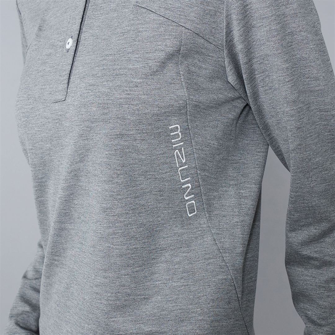 ヘザーストレッチ長袖シャツ グレー XL