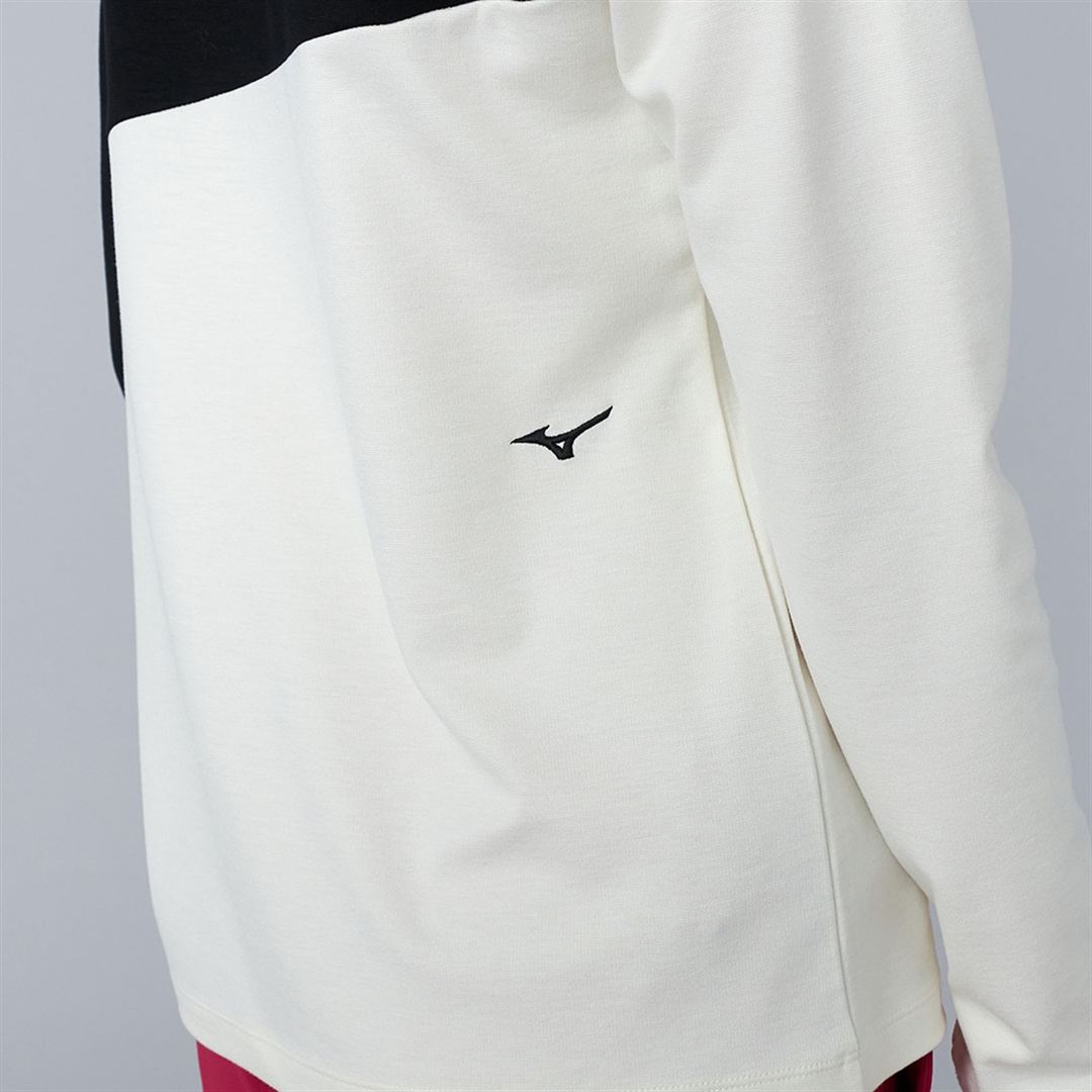 ヘザーストレッチハイネックシャツ ブラック×ホワイト XL