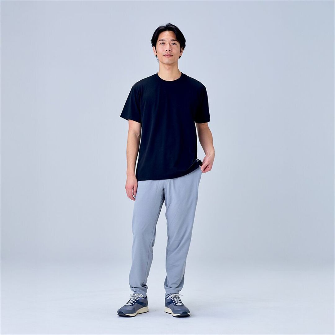 ハイストレッチ クルーネック半袖シャツ（レギュラーシルエット） ブラック XL
