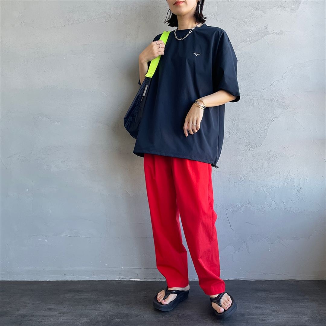 【JEANS FACTORY】ウォーターリパレントストレッチウーブンTシャツ ネイビー S