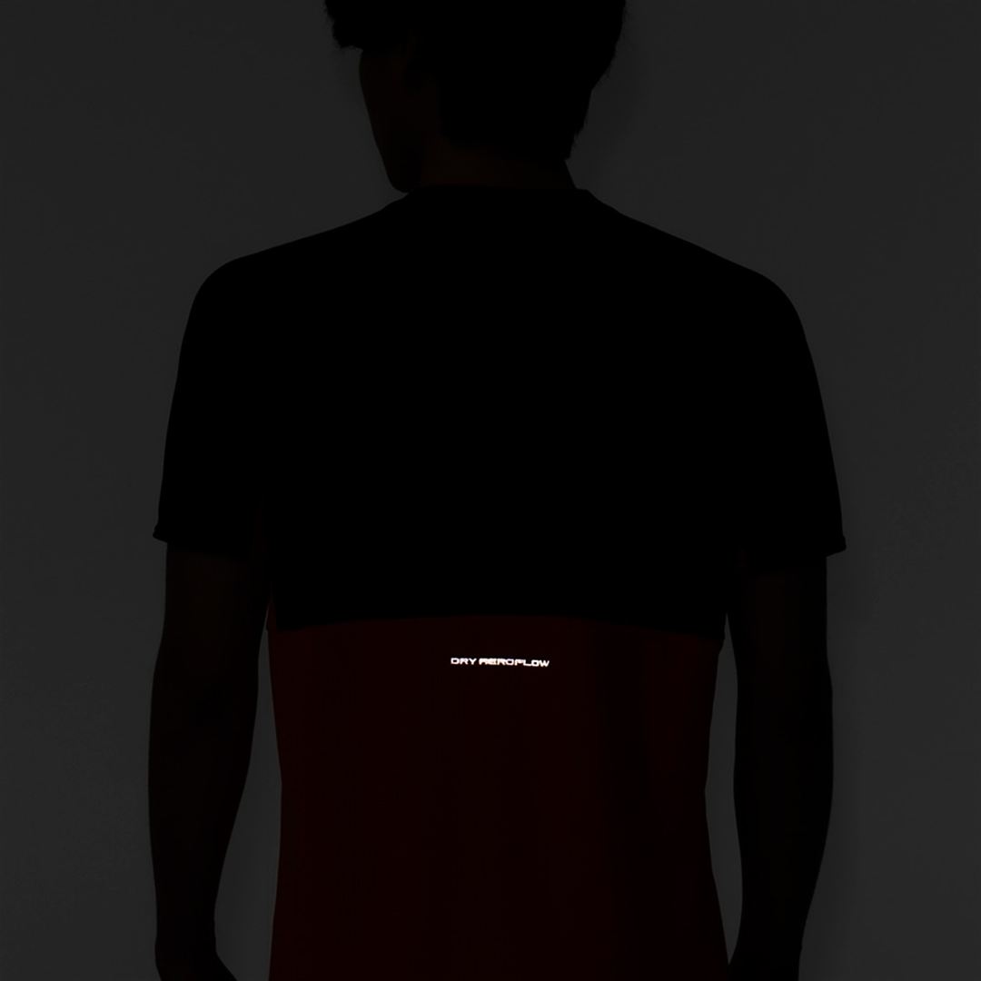 【汗処理／通気】ドライエアロフローTシャツ サンストーンオレンジ×ブラック XS