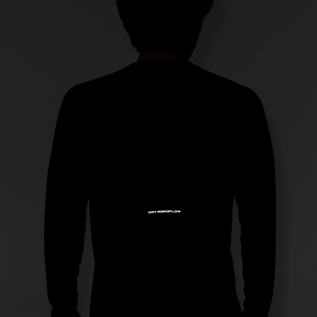 【汗処理／通気】ドライエアロフローTシャツ(長袖) ブラック XS