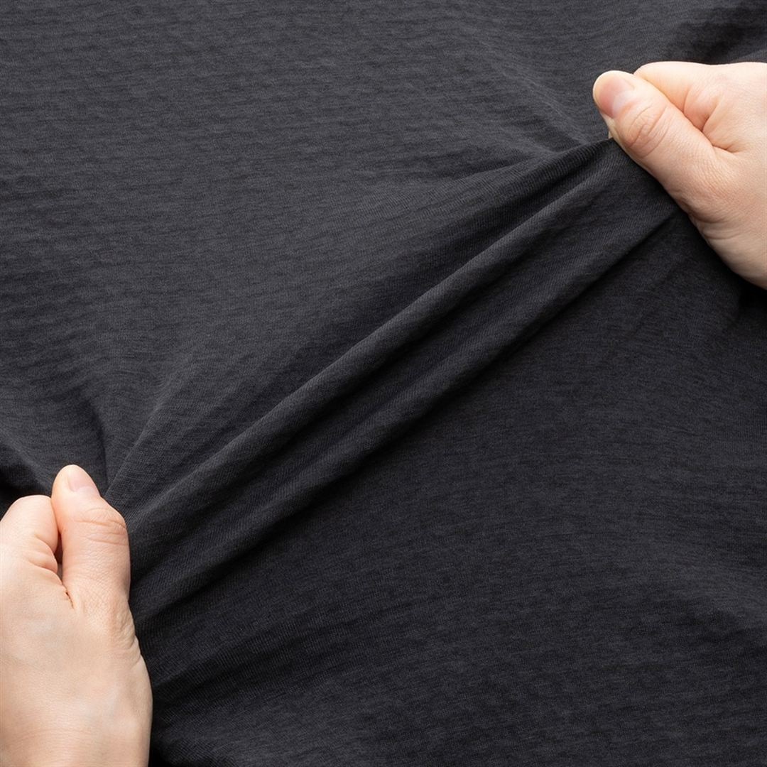 ストレッチフリースハーフジップTシャツ(長袖) ブラック杢 XL