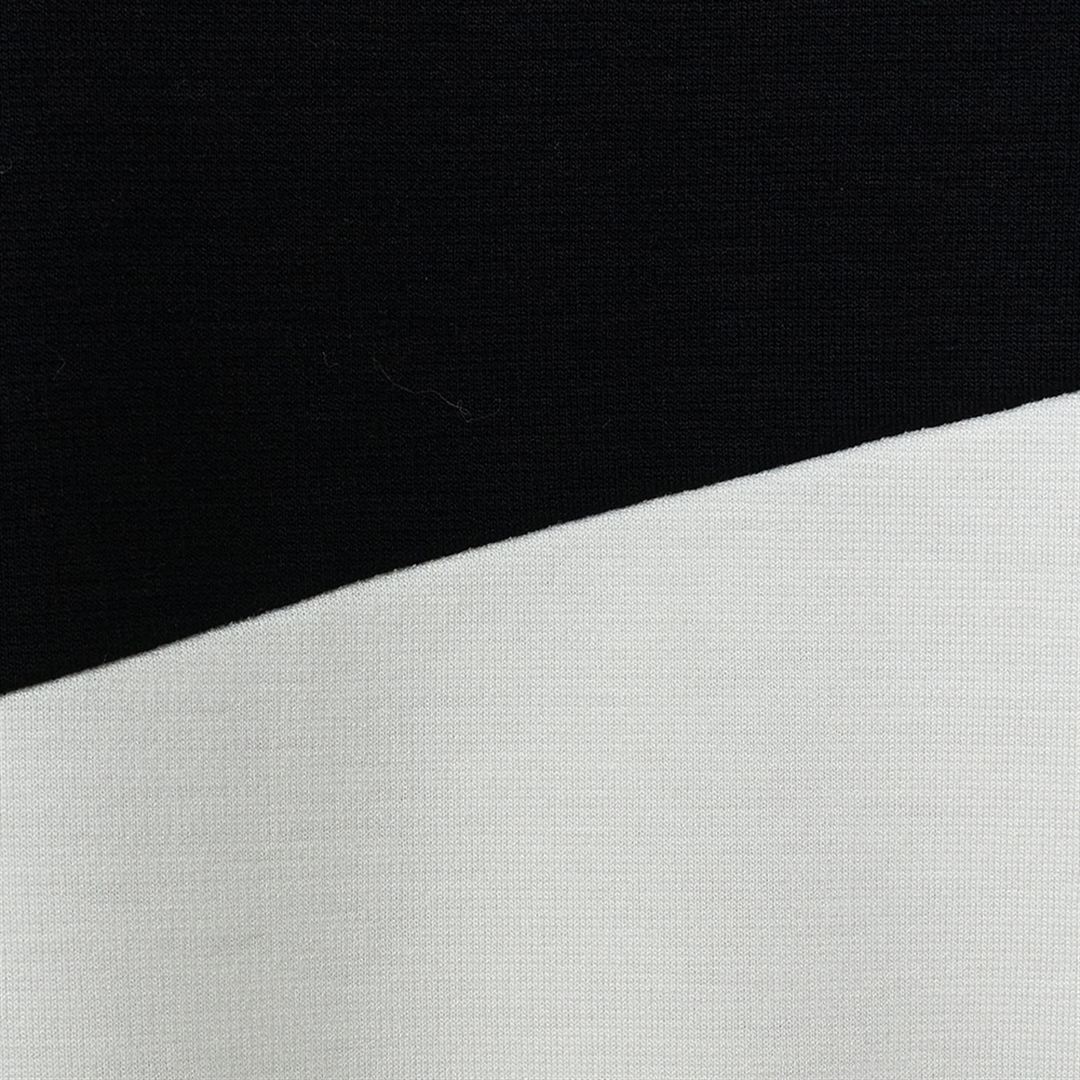 ヘザーストレッチハイネックシャツ ブラック×ホワイト XL