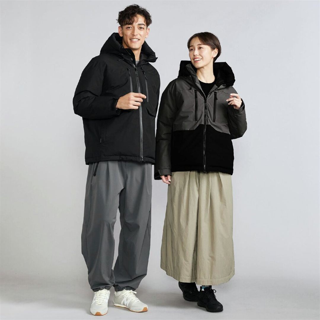 【吸湿発熱】WINDSTOPPER ダウラギリライトダウンジャケット ブラック×カメオブラウン S