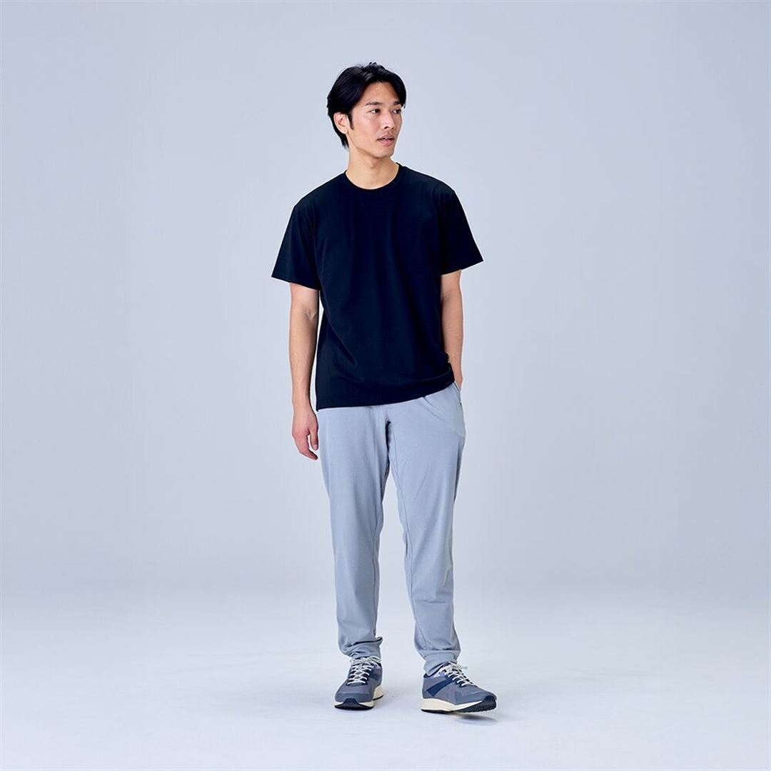 ハイストレッチ クルーネック半袖シャツ（レギュラーシルエット） ブラック XL