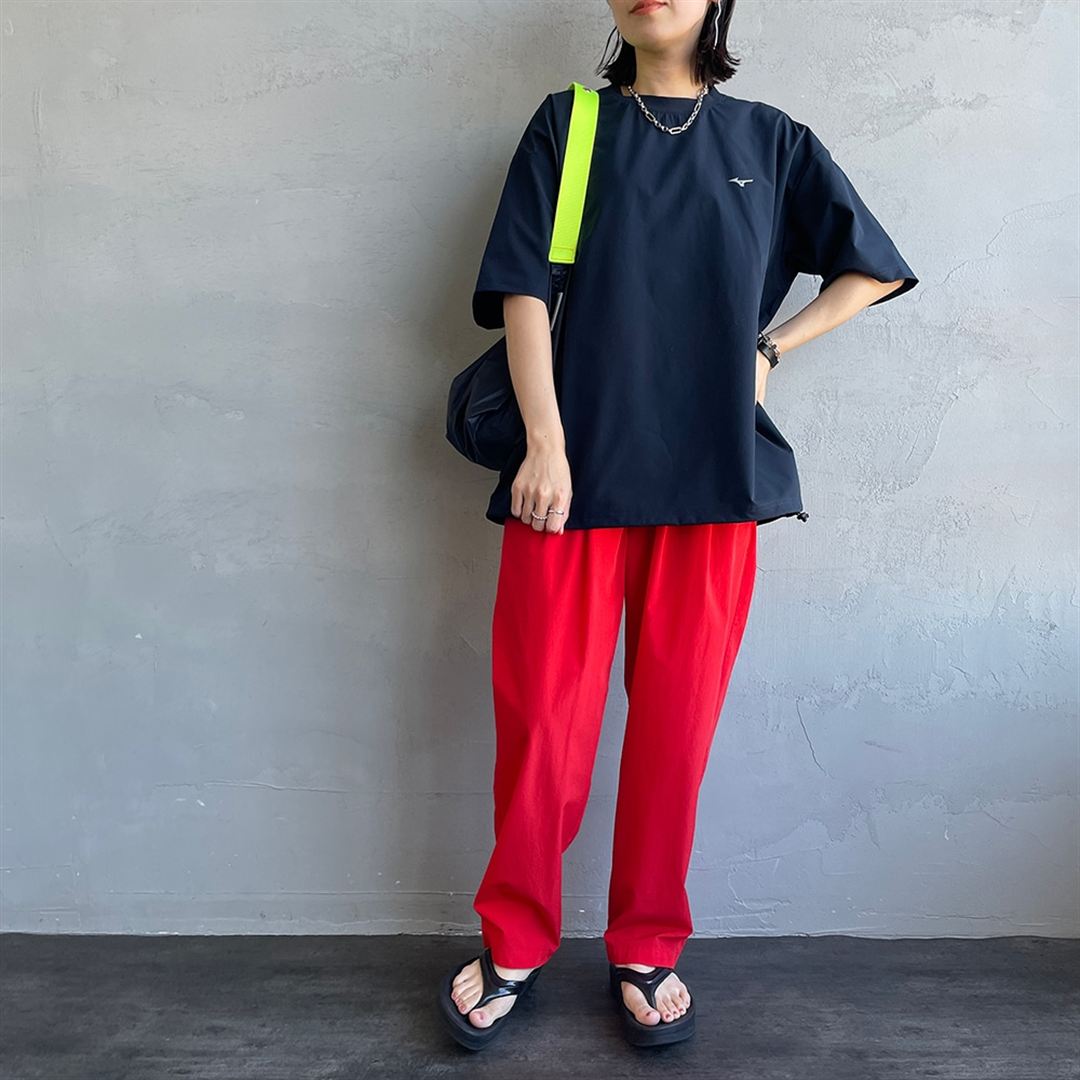 【JEANS FACTORY】ウォーターリパレントストレッチウーブンTシャツ ネイビー S