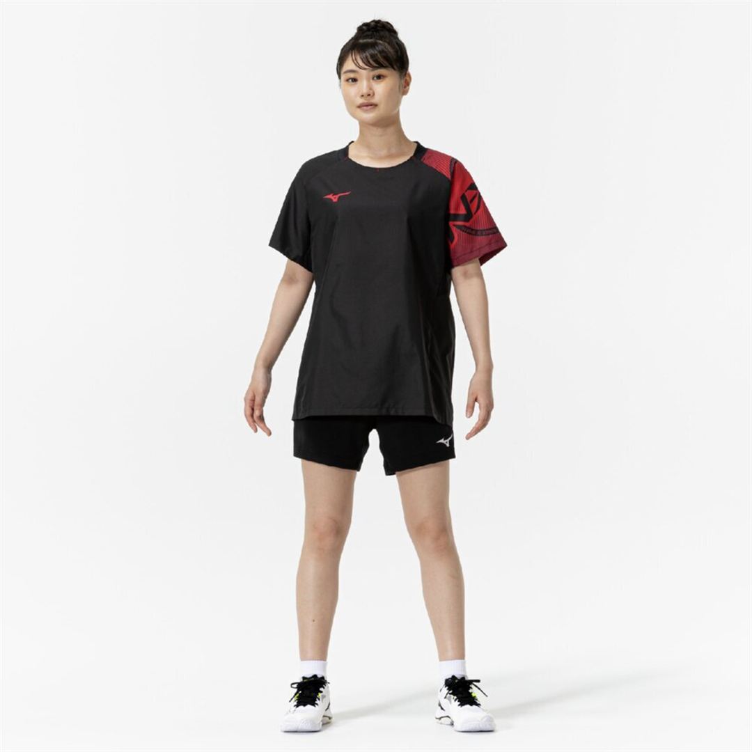 N-XTピステ(半袖／バレーボール) ブラック×レッド 2XL