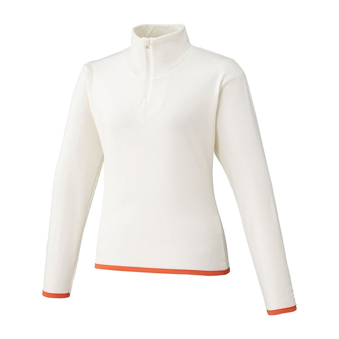 ストレッチフリースハーフジップTシャツ(長袖) スノーホワイト杢 XL