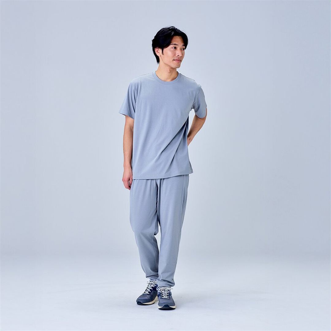 ハイストレッチ クルーネック半袖シャツ（レギュラーシルエット） グレー XL