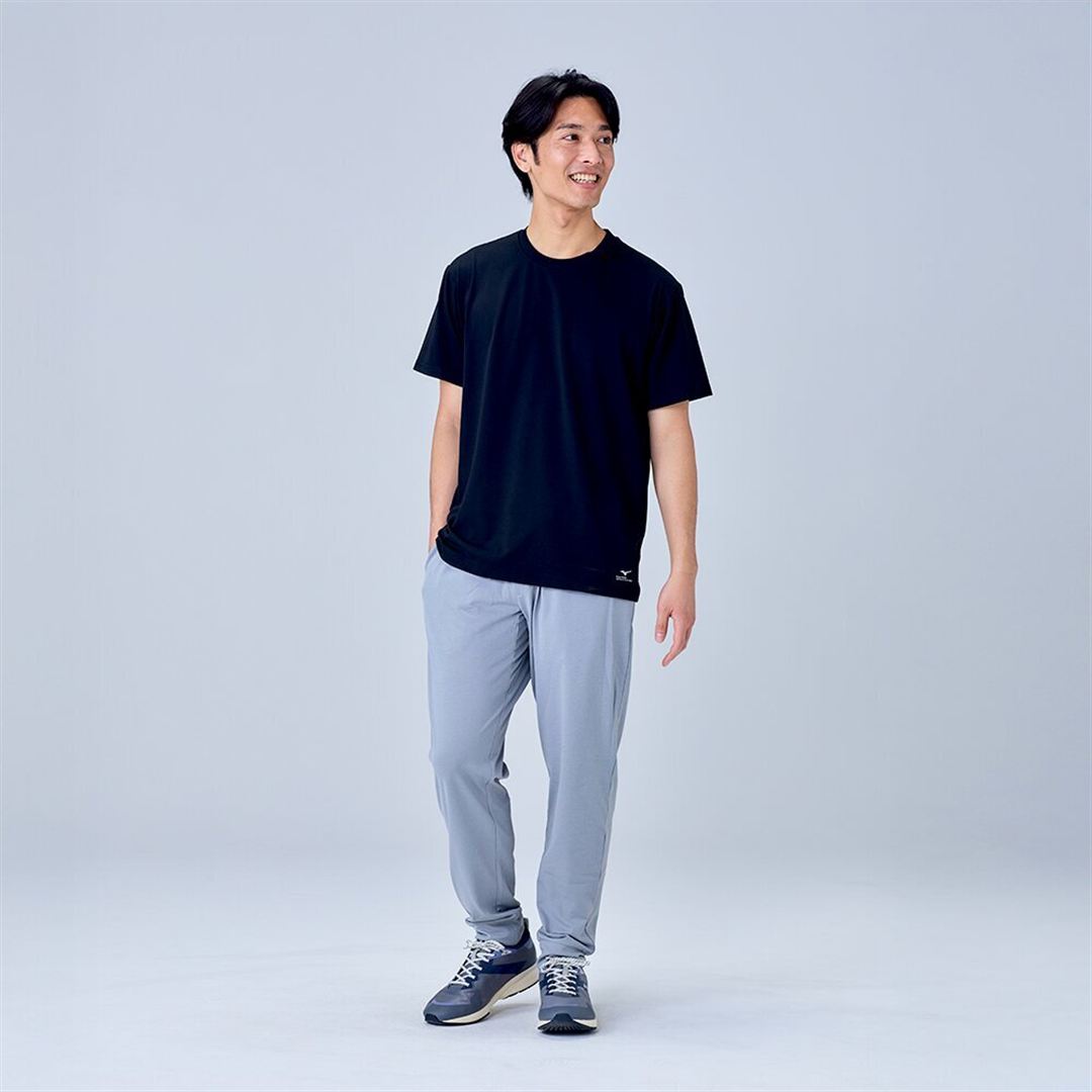 ハイストレッチ クルーネック半袖シャツ（レギュラーシルエット） ブラック XL